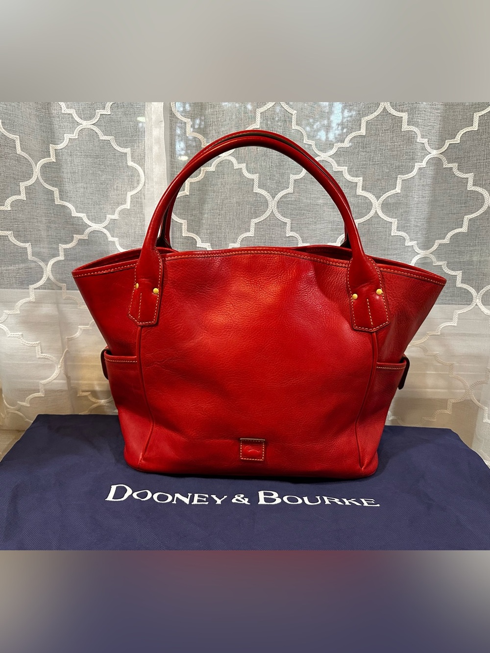 Dooney & Bourke Red Florentine Leather Kristen Large Tote Bag